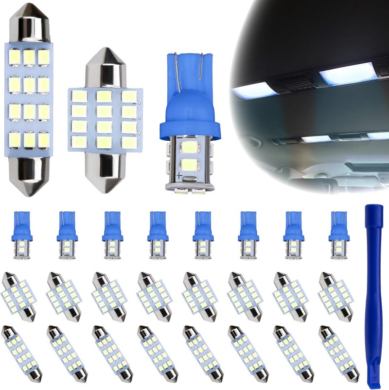 ecocstm 24 PCS Interior Led Dome Lights for Cars, 194 T10 DE3175 578 31mm 42mm Luces Led Para Carro, Accesorios Para Carro for Car Map License Plate Door Side Marker Cornering Trunk Light (Ice Blue) - Image 1